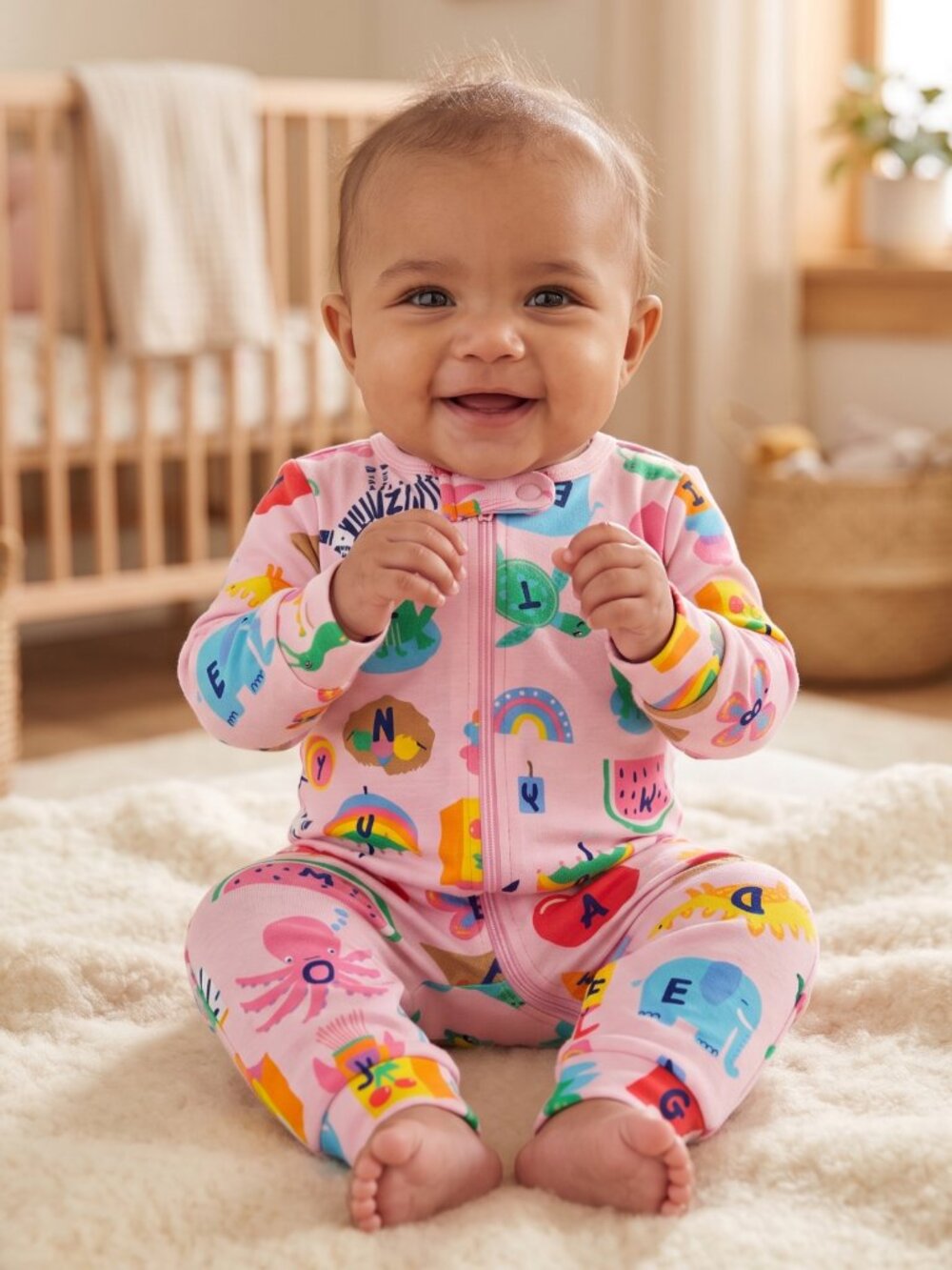 NWT | The Children's Place Watermelon Alphabet Graphic Sleeper | Pink | 0-3M